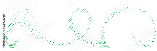 Green dotted swirl wave abstract background for textile, wallpaper, wrapping, branding, poster, website, motion graphics, fabric, digital art, craft, print design