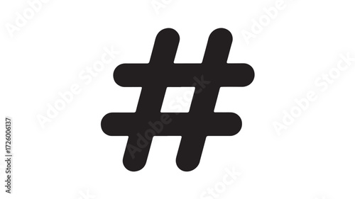 Hashtag symbol icon simple flat vector glyph isolated on white background for social media and web design