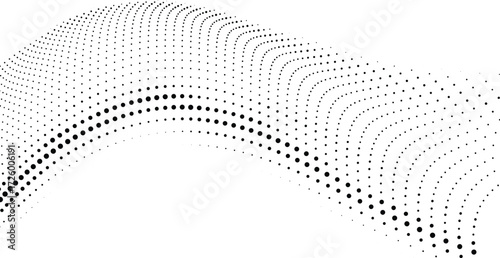 Black dotted arc wave abstract flow background for textile, wallpaper, wrapping, branding, motion graphics, digital art, website, fabric, poster, craft, print design
