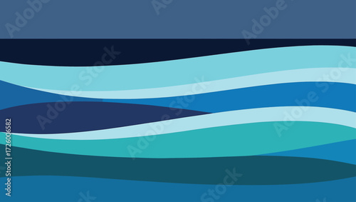 Abstract blue waves background with layered curves