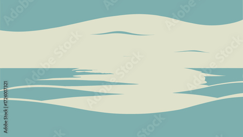 Abstract landscape with flowing lines and muted colors