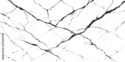 A textured pattern of cracked, dry earth and broken glass on an old, abstract wall's rough surface