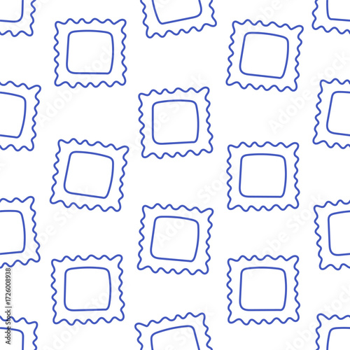 Seamless pattern with hand drawn doodle Italian pasta. Italian cuisine gourmet food elements. Design for banner, wallpaper, wrapping paper, background, card, poster. Vector illustration in flat style