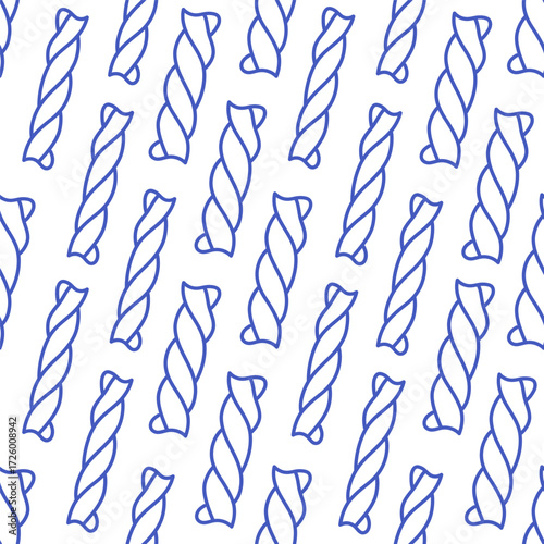 Seamless pattern with hand drawn doodle Italian pasta. Italian cuisine gourmet food elements. Design for banner, wallpaper, wrapping paper, background, card, poster. Vector illustration in flat style