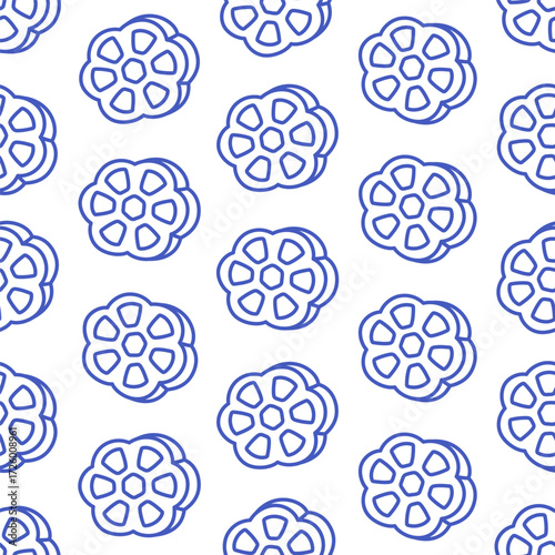 Seamless pattern with hand drawn doodle Italian pasta. Italian cuisine gourmet food elements. Design for banner, wallpaper, wrapping paper, background, card, poster. Vector illustration in flat style