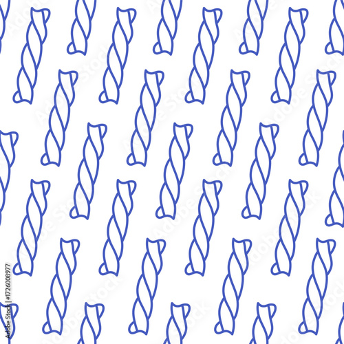 Seamless pattern with hand drawn doodle Italian pasta. Italian cuisine gourmet food elements. Design for banner, wallpaper, wrapping paper, background, card, poster. Vector illustration in flat style