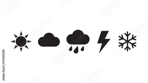 Weather icon set simple flat vector glyphs for weather forecast isolated on white background