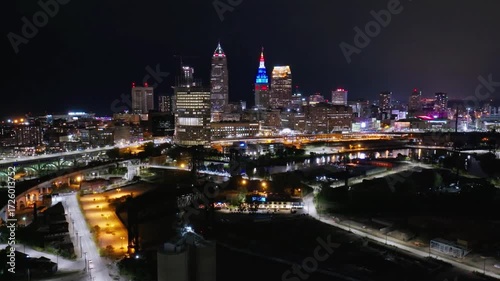 Wallpaper Mural Illuminated cityscape of cleveland, ohio glows brightly at night Torontodigital.ca