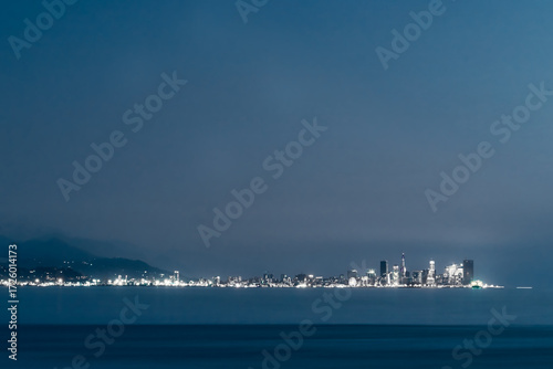 Scenic view of Batumi city from the sea in Georgia, showcasing skyline and coast, perfect for travel and tourism themes.