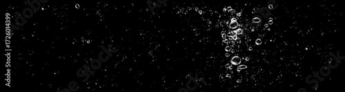 Set of clean water bubbles with soap foam effect, sparkle shine, detergent powder trail, fresh wave and hygiene on black background.