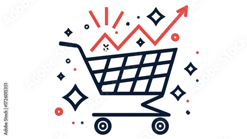 E commerce sales growth and consumer spending increase icon.