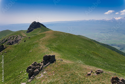 Beautiful view of a mountain range in Armenia, perfect for travel, tourism, adventure, and nature themes.