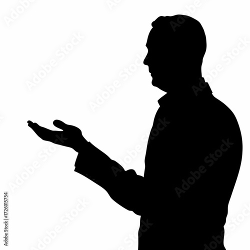 Confident Businessman Standing Silhouette with Crossed Arms