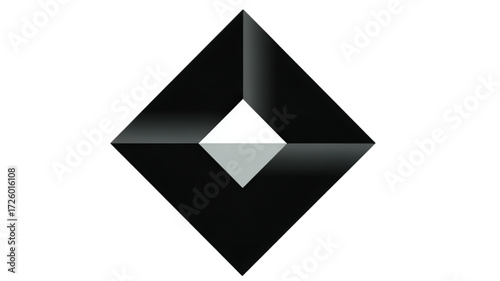 Modern black three dimensional diamond shape logo.