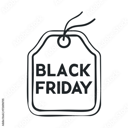Black Friday sale tag for holiday shopping discounts and promotions. Vector black icon