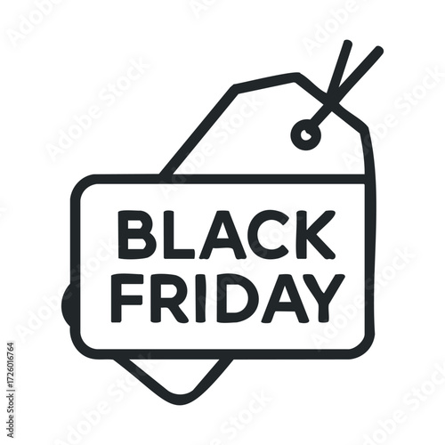 Black Friday shopping sale tag for discounts on products. Vector black icon