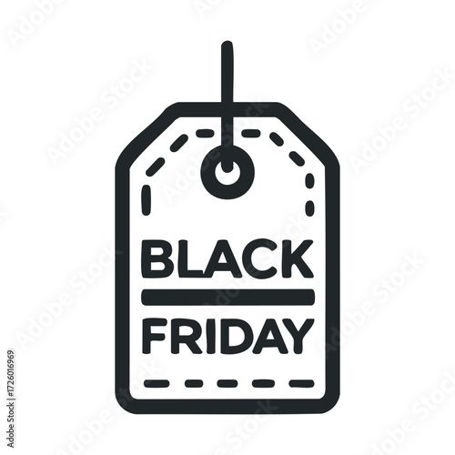 Black Friday sale tag for holiday shopping. Vector black icon
