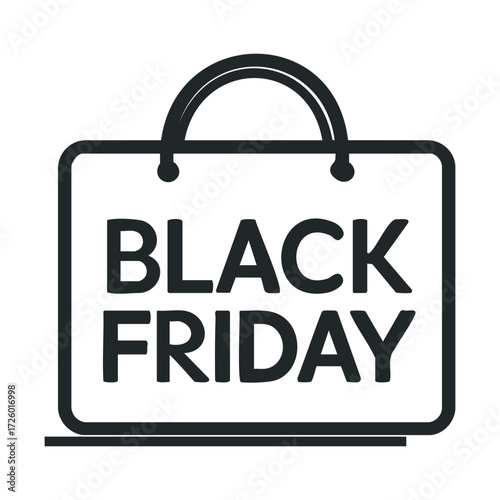 Black Friday shopping bag design for holiday sales promotions. Vector black icon