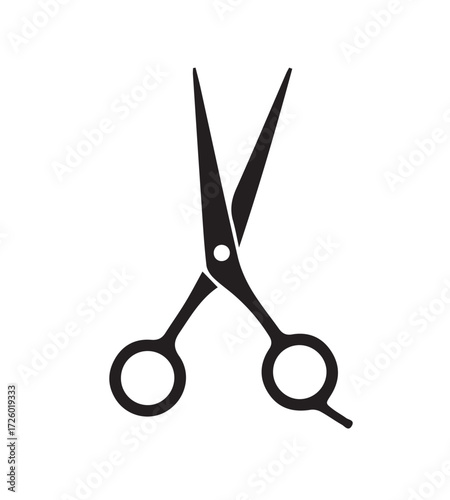 Simple silhouette of open scissors on a white background