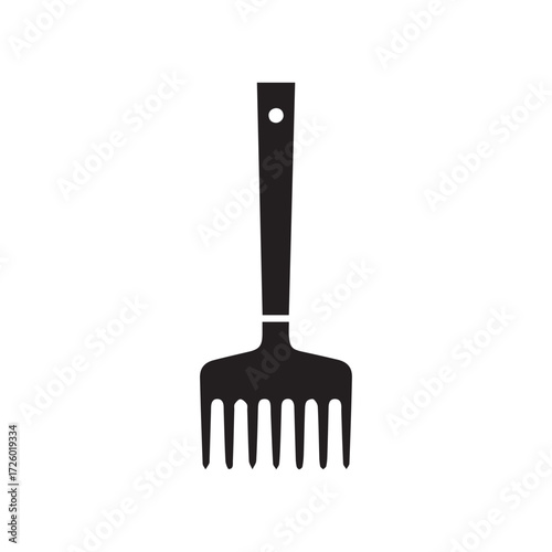 Silhouette of a garden rake tool