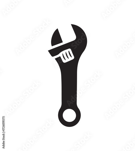 Adjustable wrench tool icon for repair and maintenance