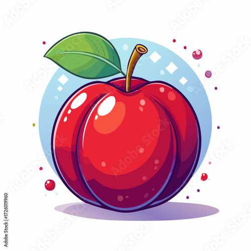 vector illustration of vibrant red plum