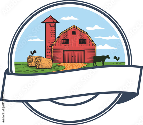 Vintage hand drawn farmhouse logo , vintage animal farm house house logo, agriculture logo