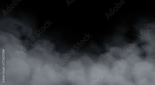 Abstract depiction of wispy, billowing smoke or fog against a dark background.