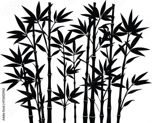 Bamboo Stalks Silhouette | Asian Nature Vector Illustration