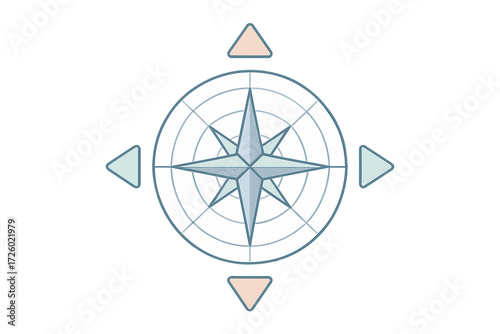 Modern Compass Rose. Isometric vector illustration set compass rose direction navigational: modern digital style compass rose,