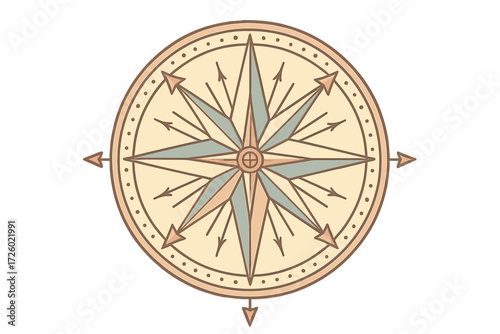 Ornate Vintage Compass. Isometric vector illustration set compass rose direction navigational: vintage map compass star, twelve