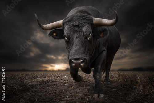 Bull cow in the field