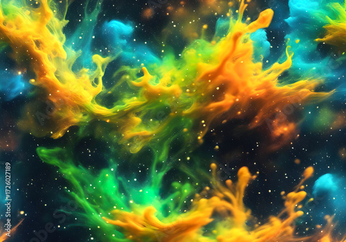 Abstract Texture of galaxy and Ink with Vivid Colors
