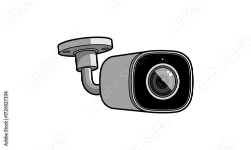 Gray Security Camera with Mounting Bracket, Surveillance Equipment, Security System.