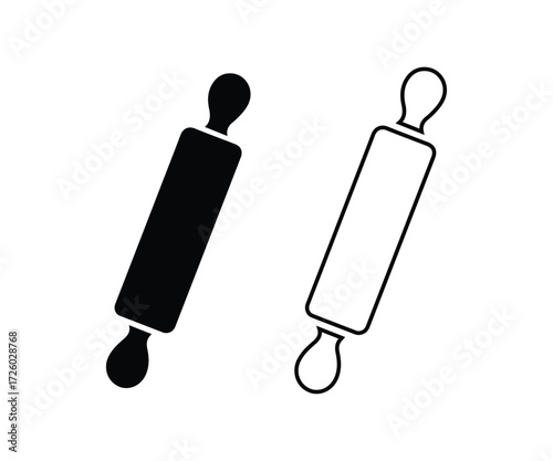 Vector rolling pins icon, solid and outline stylish
