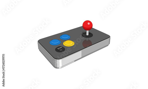 Retro Arcade Joystick Controller with Red Ball and Colorful Buttons.