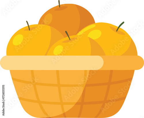 A basket overflowing with bright yellow apples ready for harvest