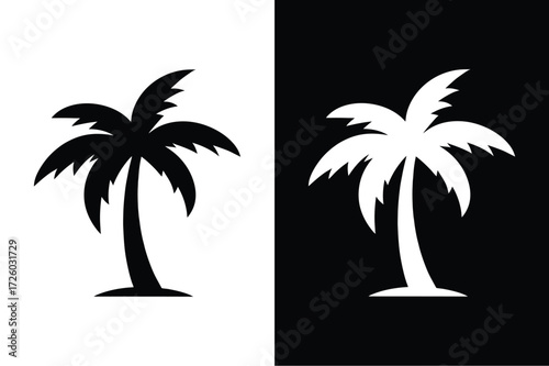 Palm tree flat icon vector on White Background Vector Art Illustration on white background.