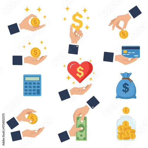 Financial Growth and Investment Opportunities Featuring Coins Currency Credit Card and Savings Depicting Hands Handling Money Wealth and Financial Security Concepts for Business and Personal Finance