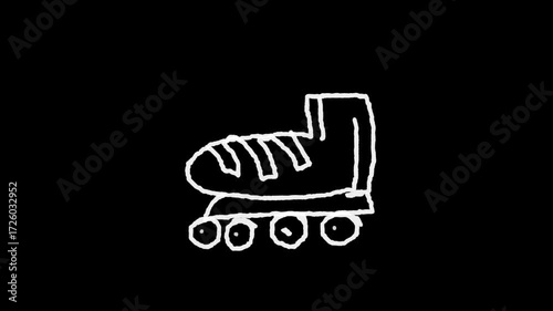scribble hand drawn animation on skating shoes on black background