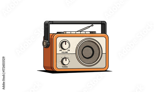 Vintage Portable Radio with Retractable Antenna and Wooden Accents.