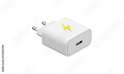 White European-Style Fast Charger with Lightning Symbol.
