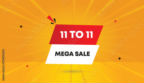 11 to 11 mega sale editable web banner vector art template design red gradient white shapes orange yellow sun shine abstract background 4k digital graphic promotion template creative layout modern