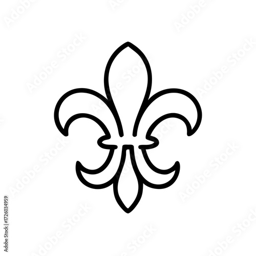 Black outline fleur-de-lis symbol on white background, concept of icon  
