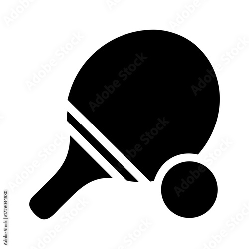Table tennis paddle and ball icon in minimalist design  