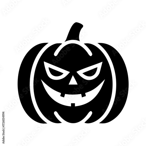 Black pumpkin with a menacing smile for Halloween decoration  