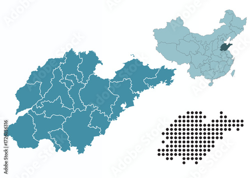 Set maps of Shandong province