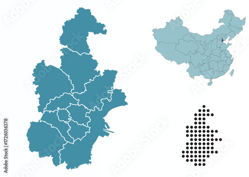 Set maps of Tianjin province