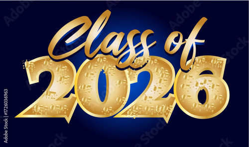 Class of 2026 Typography – Gold and Blue Graduation Celebration Text Design