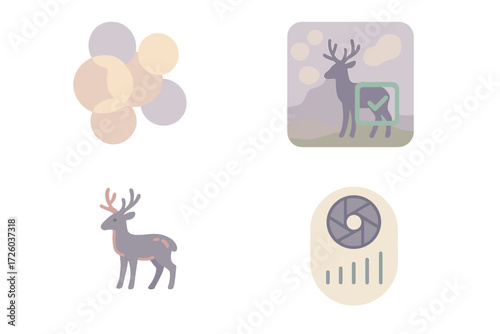 Cinematic Lens Focus. Isometric vector illustration set Lens Bokeh and Sharpness Concept: circular bokeh pattern, subject with